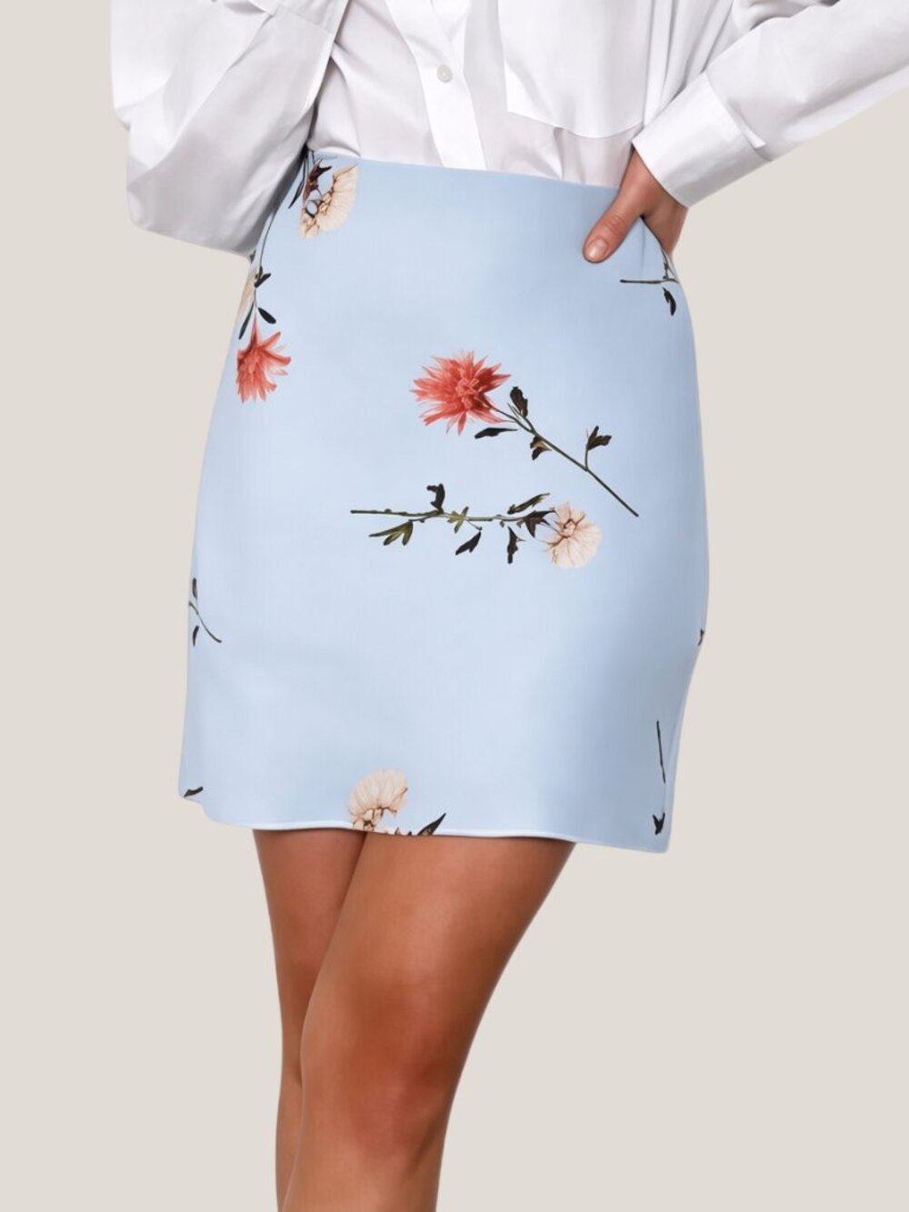 Aritzia Babaton Floral Mini Slip Skirt Light Blue Medium 8